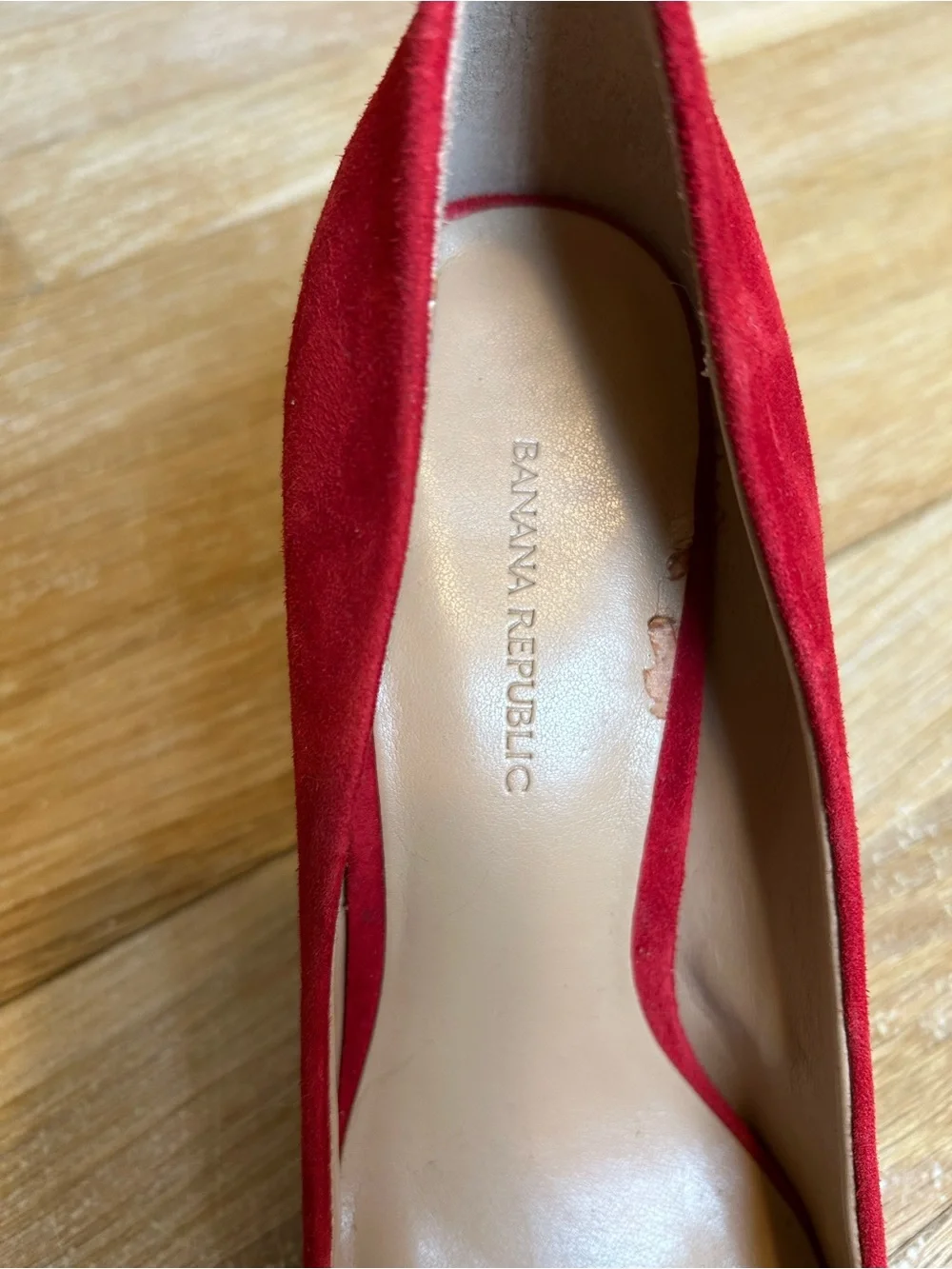 Banana Republic Red Suede Pointed-Toe, Block-Heel Pumps - Picture 4 of 6